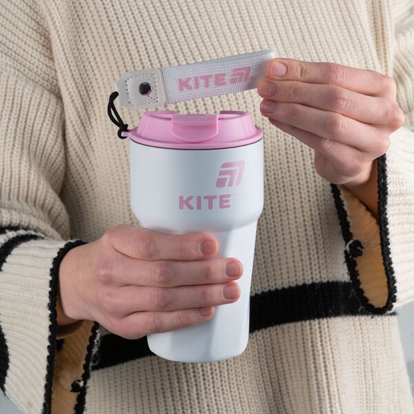 Термокружка 450 мл, біло-рожева Поліграфіст картинка 6