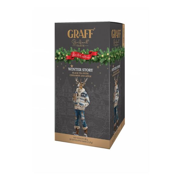 Чай чорний GRAFF Winter story 1,8гх20шт з корицею та яблуком Поліграфіст
