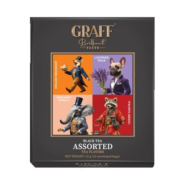Чай чорний GRAFF Асорті чайних смаків 1.65гх32шт Поліграфіст