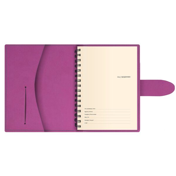 Щоденник недатований А5 на пружині, в лінію, Silhouette з хлястиком бузковий Поліграфіст картинка 4
