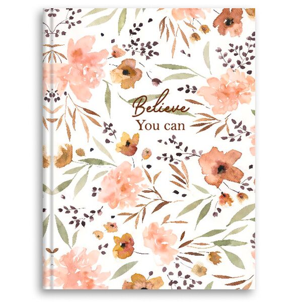 Зошит для нотаток А5, 176 арк., клітинка, обкладинка твердий картон, Серія "Акварельні квіти" Поліграфіст