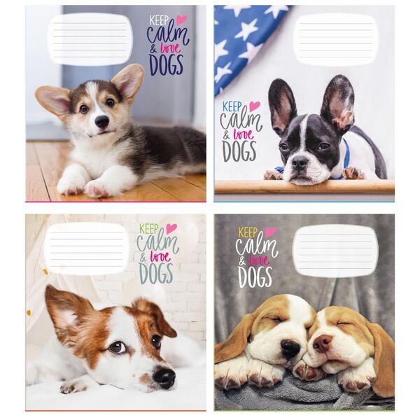 Зошит учнівський 12 арк., коса лінія, обкладинка повноколірна Серія 970"Цуценята" Поліграфіст