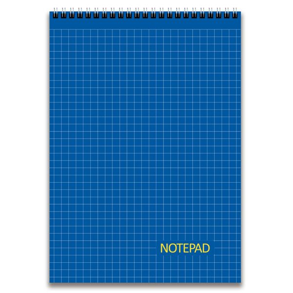 Блокнот А4, 48 арк., клітинка, обкладинка картон, пружина, Серія "Клітинка на синьому" Поліграфіст