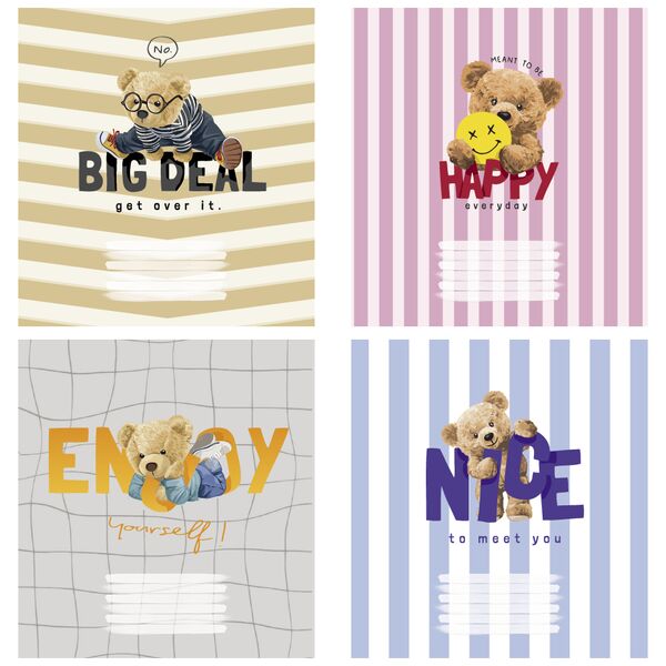 Зошит учнівський повноколірний 12 арк., клітинка. Серія 209"Ведмедик" Поліграфіст