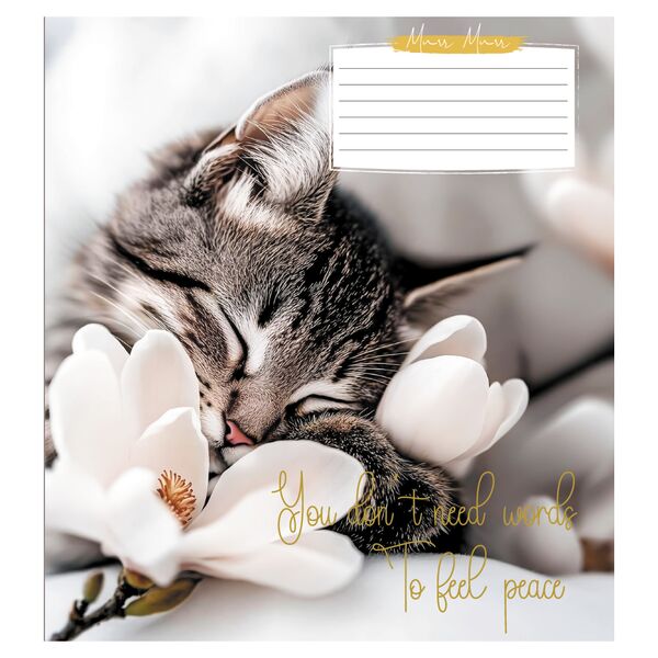 Зошит учнівський повноколірний 18 арк., лінія. Серія 230"Котики з квітами" Поліграфіст картинка 3