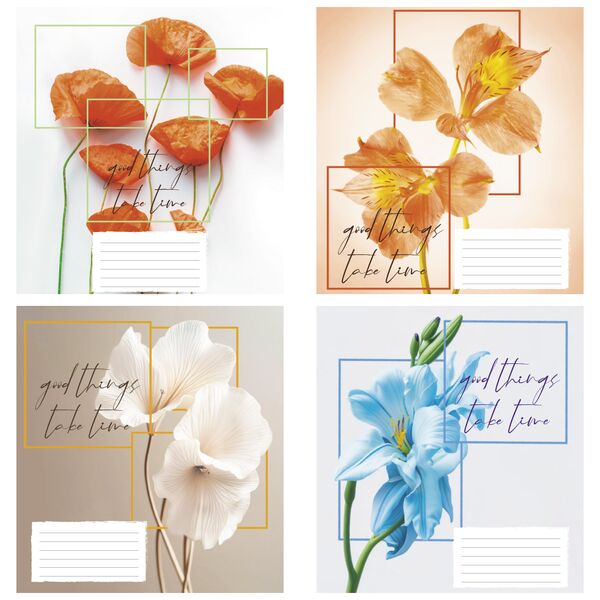 Зошит учнівський повноколірний 18 арк., лінія. Серія 263"Ніжні квіти" Поліграфіст