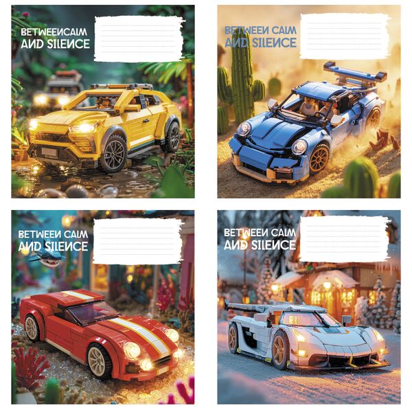 Зошит учнівський повноколірний 12 арк., лінія. Серія 285"Машинки" Поліграфіст