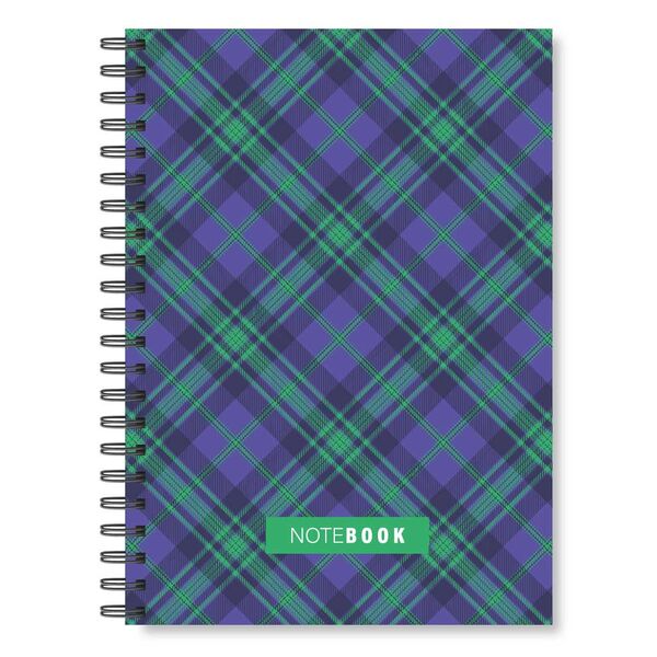 Блокнот A5, 100 арк., клітинка, обкладинка твердий картон, пружина, Серія "Шотландка фіоле" Поліграфіст