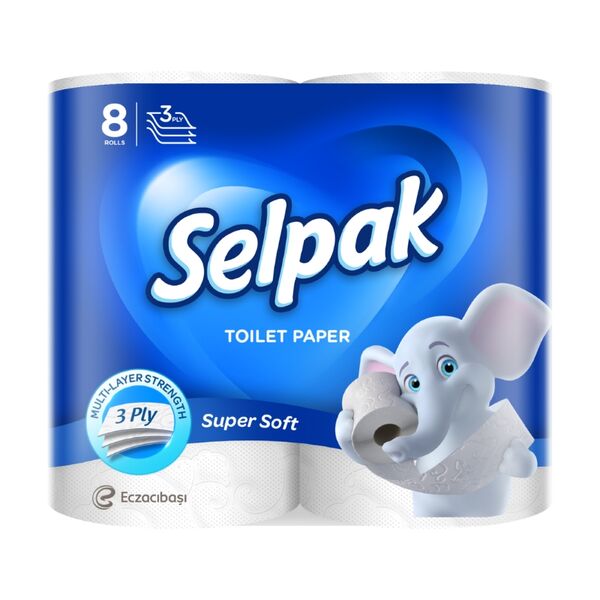 Папір туалетний SELPAK, 8 рул, 3-х ш, на гільзі Поліграфіст