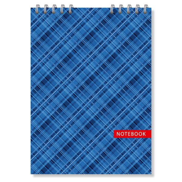 Блокнот A5, 48 арк., клітинка, обкладинка картон, пружина, Серія "Шотландка синя 2" Поліграфіст