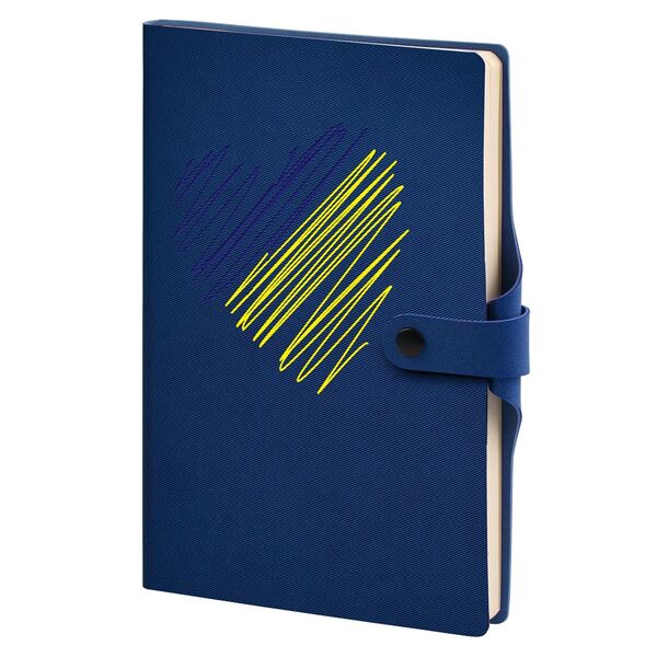 Записна книжка А5 в крапку Twill на кнопці синя, тиснення "СЕРЦЕ" Поліграфіст